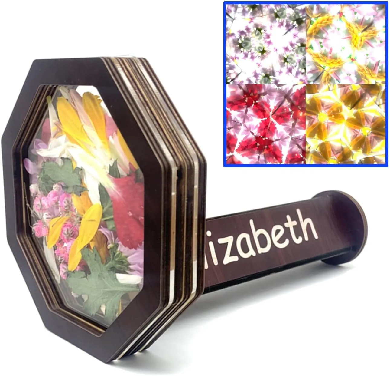 Personalized Newest Natural Wood DIY Kaleidoscope for Kids, Magic Outdoor Educational Fillable Wooden Rotating Eco-Friendly Classic Kit, Best Gifts for Nature Lovers (1 Pc)