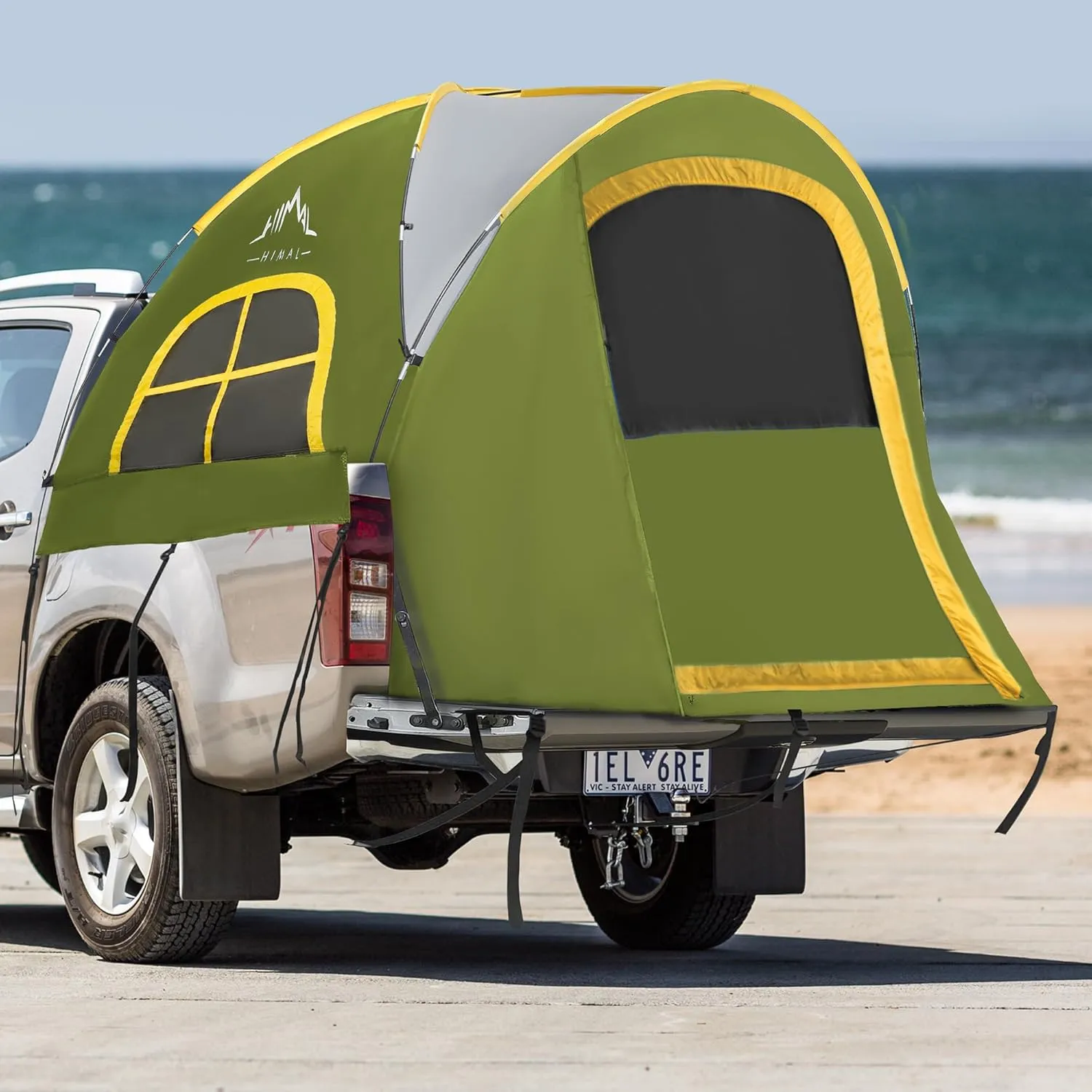 Pickup Truck Tent, Waterproof PU2000mm Double Layer for 6.5 FT Truck Bed, Portable Bed Tent for Camping, Green
