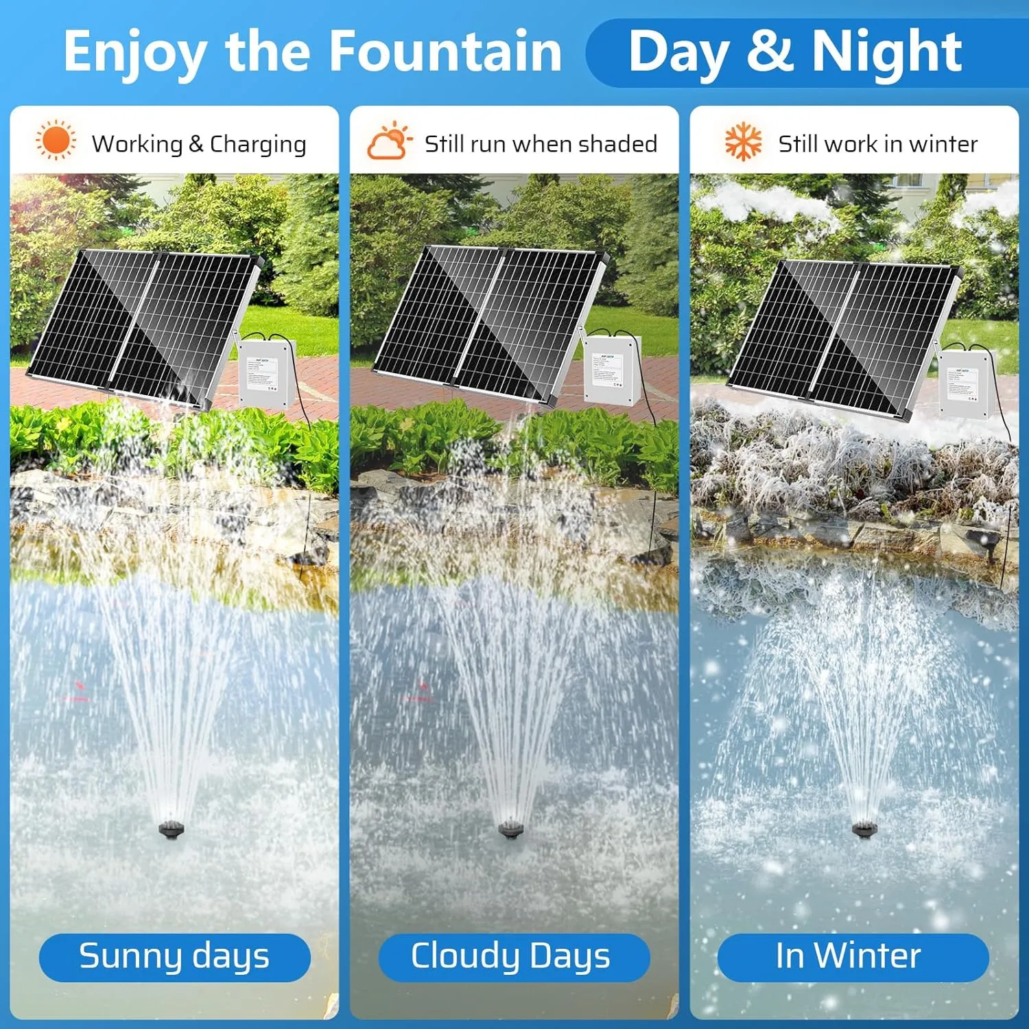 POPOSOAP 4400mAh Battery Backup for Solar Fountain Pump, 14.8V-16.8V Battery Backup Solar Water Fountain Only for 50W/55W/70W Solar Water Fountain Pump Kit