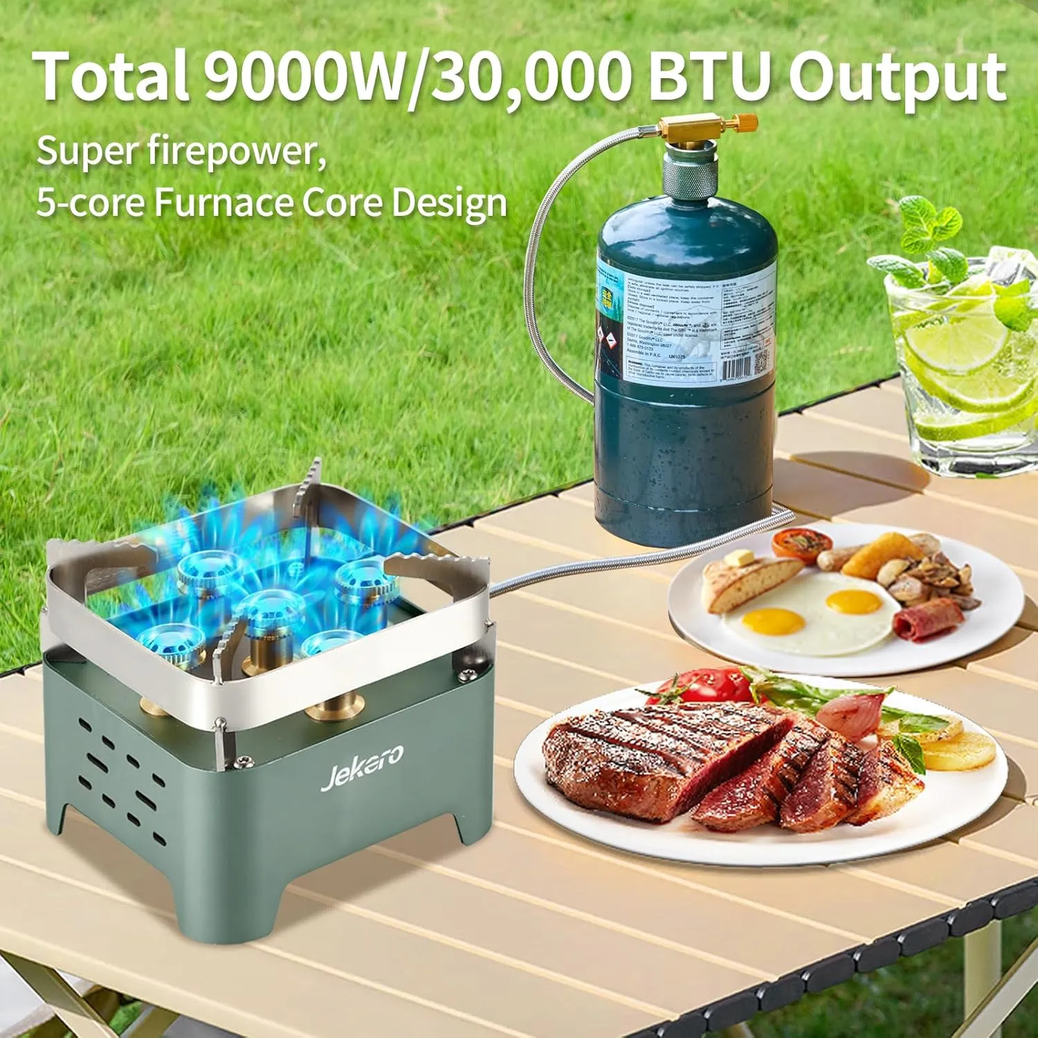 Portable Camping Stove Gas Cooking Burner, 30,000 BTU Propane Camp Stove,Windproof Small Stainless Steel Single Butane Burner, with Carrying Case & ignitor,for Emergency, Outdoor, Hiking,Picnic