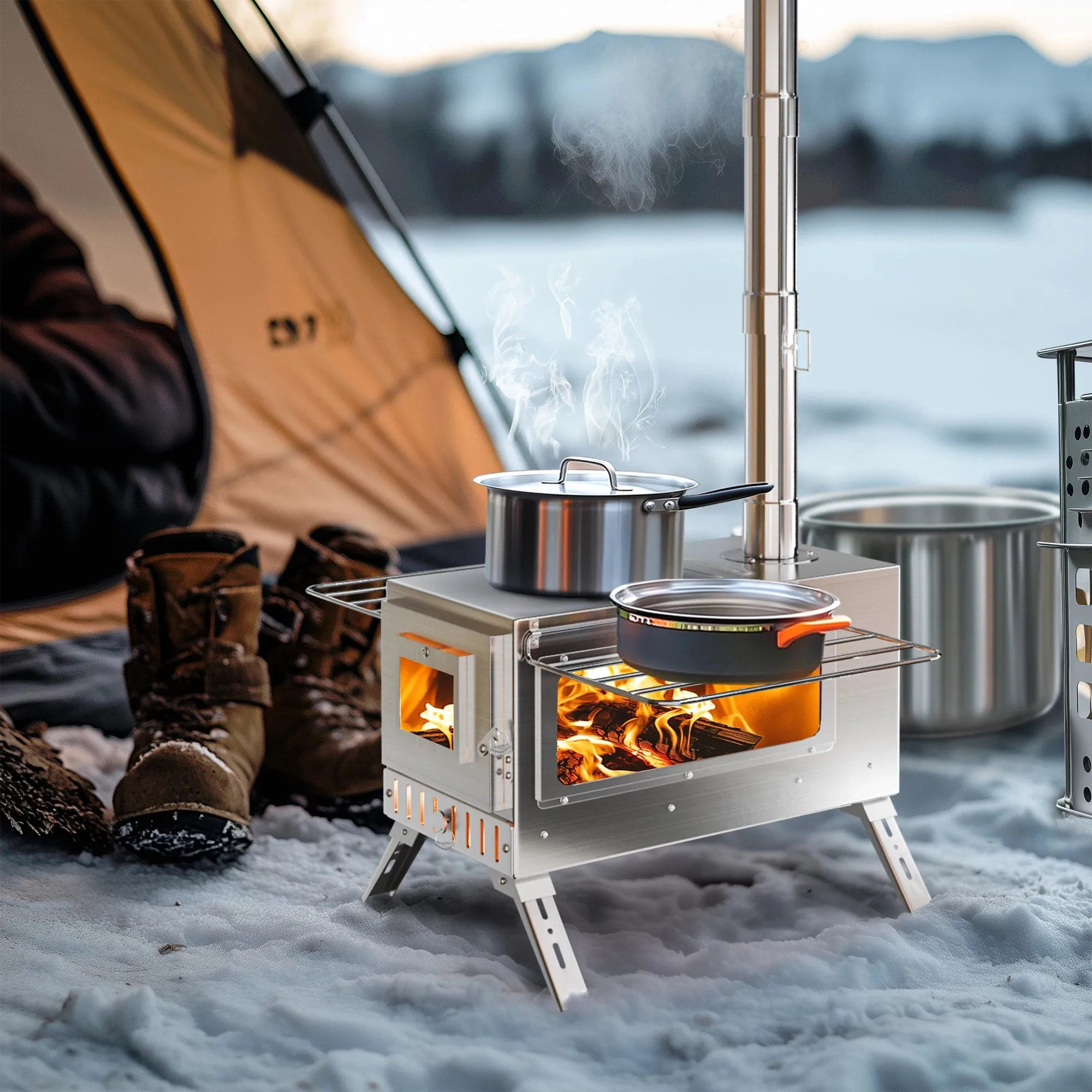 Portable Camping Tent Wood Stove
