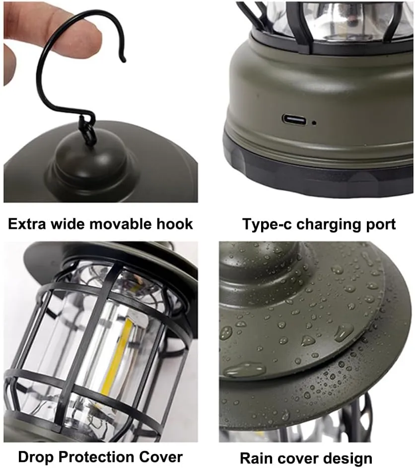 Portable Camping USB Reable Compact HandLamp Cordless Tent Stepless Dimming Night