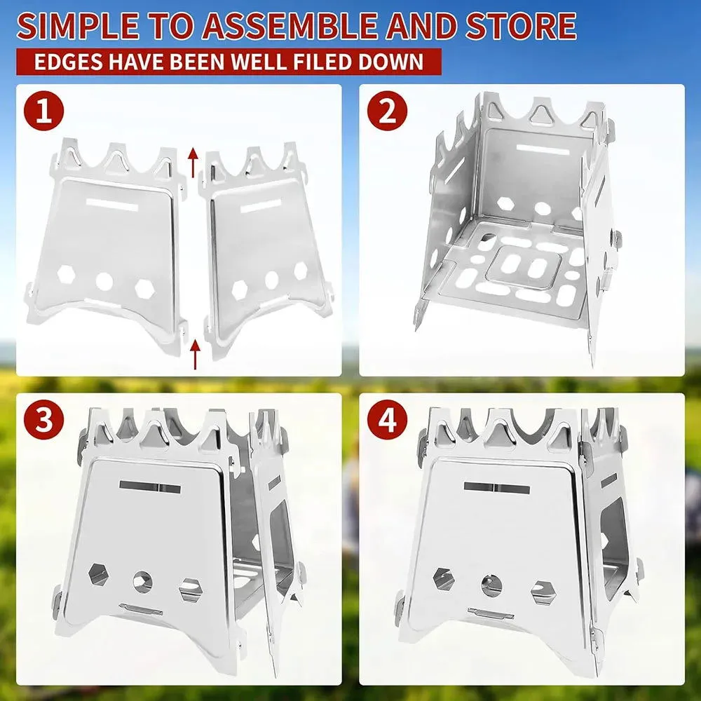 Portable Lightweight Folding Camping Wood Stove for Hiking