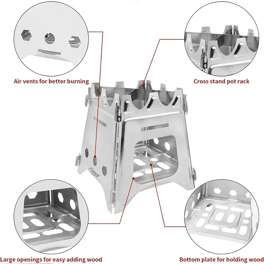 Portable Lightweight Folding Camping Wood Stove for Hiking