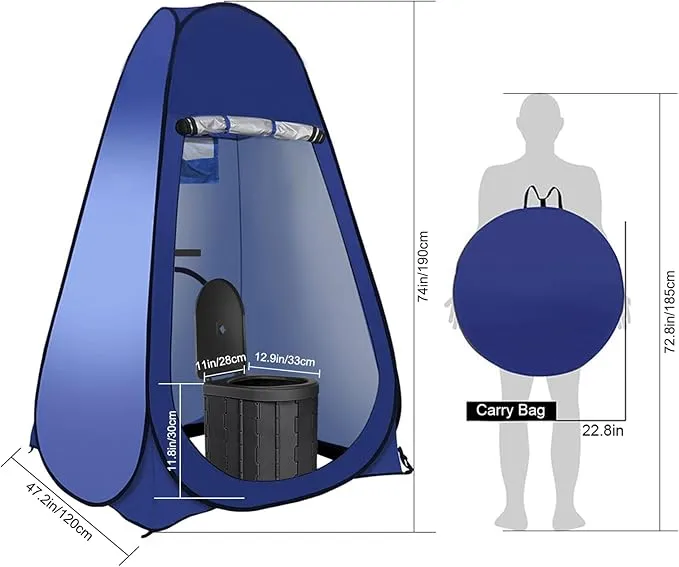 Portable Outdoor Toilet Kit for Adults,Pop Up Privacy Tent,Camping Folding Toilet,30 Toilet Bags,Washable Foldable for Travel,RV,Car,Beach,Hiking