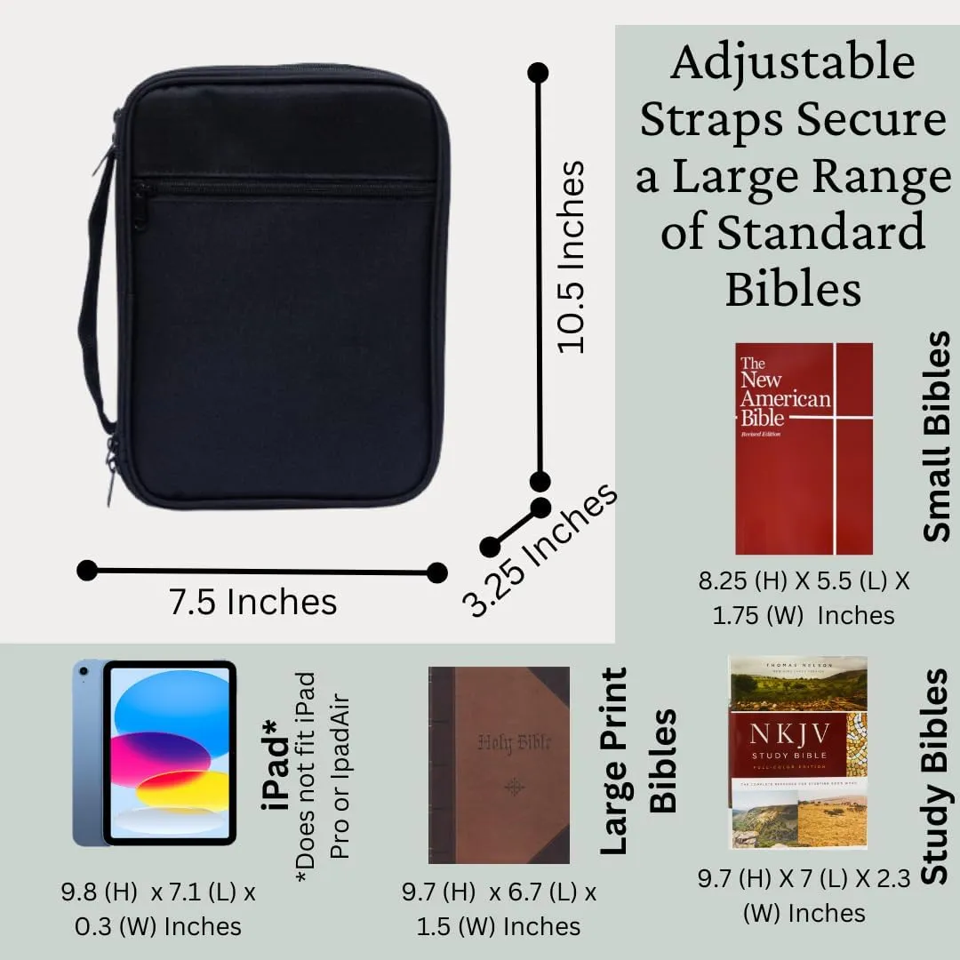 Premium Bible & Book Carrying Case- Convenient for Men, Women, Teens, and Kids (Black Case Only)