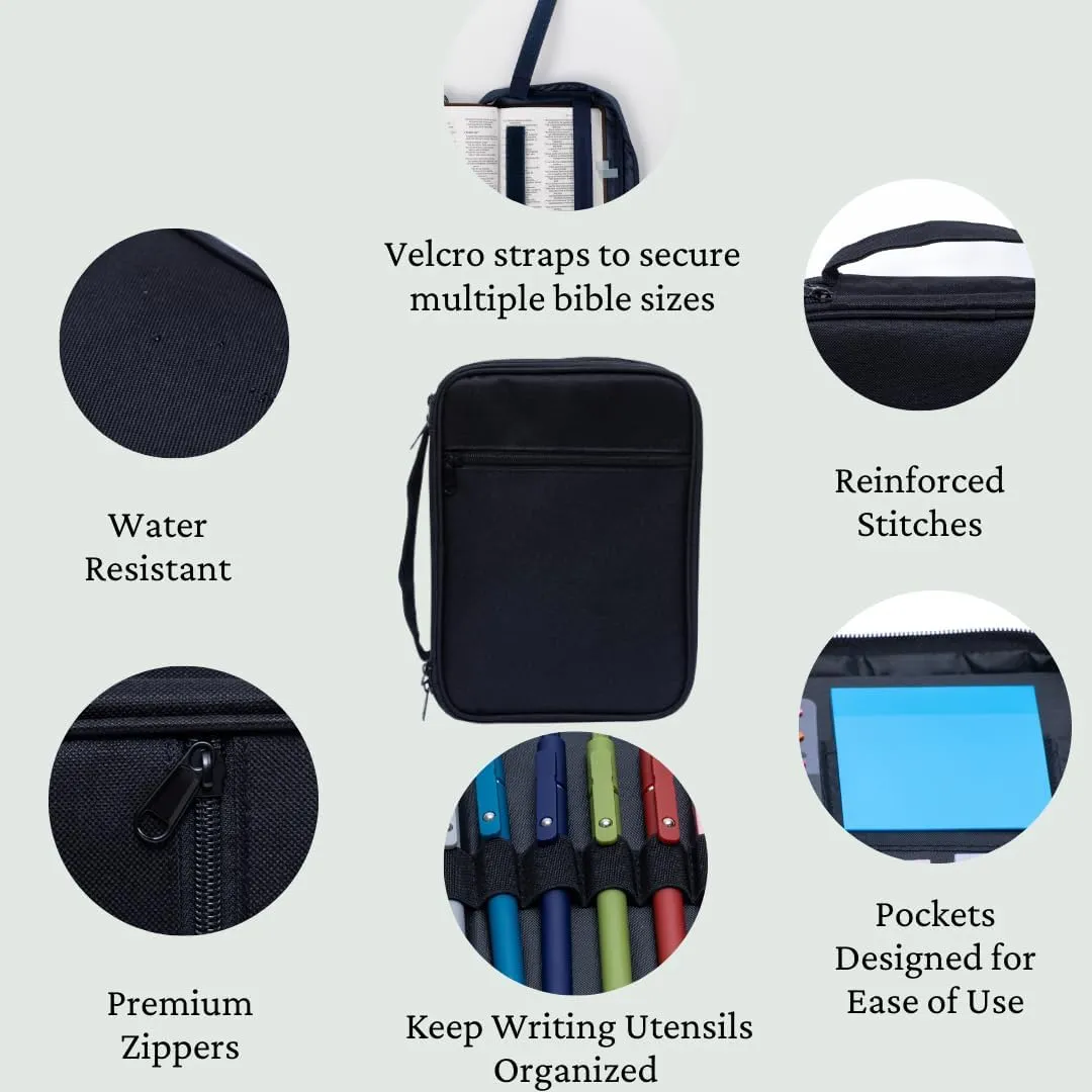 Premium Bible & Book Carrying Case- Convenient for Men, Women, Teens, and Kids (Black Case Only)
