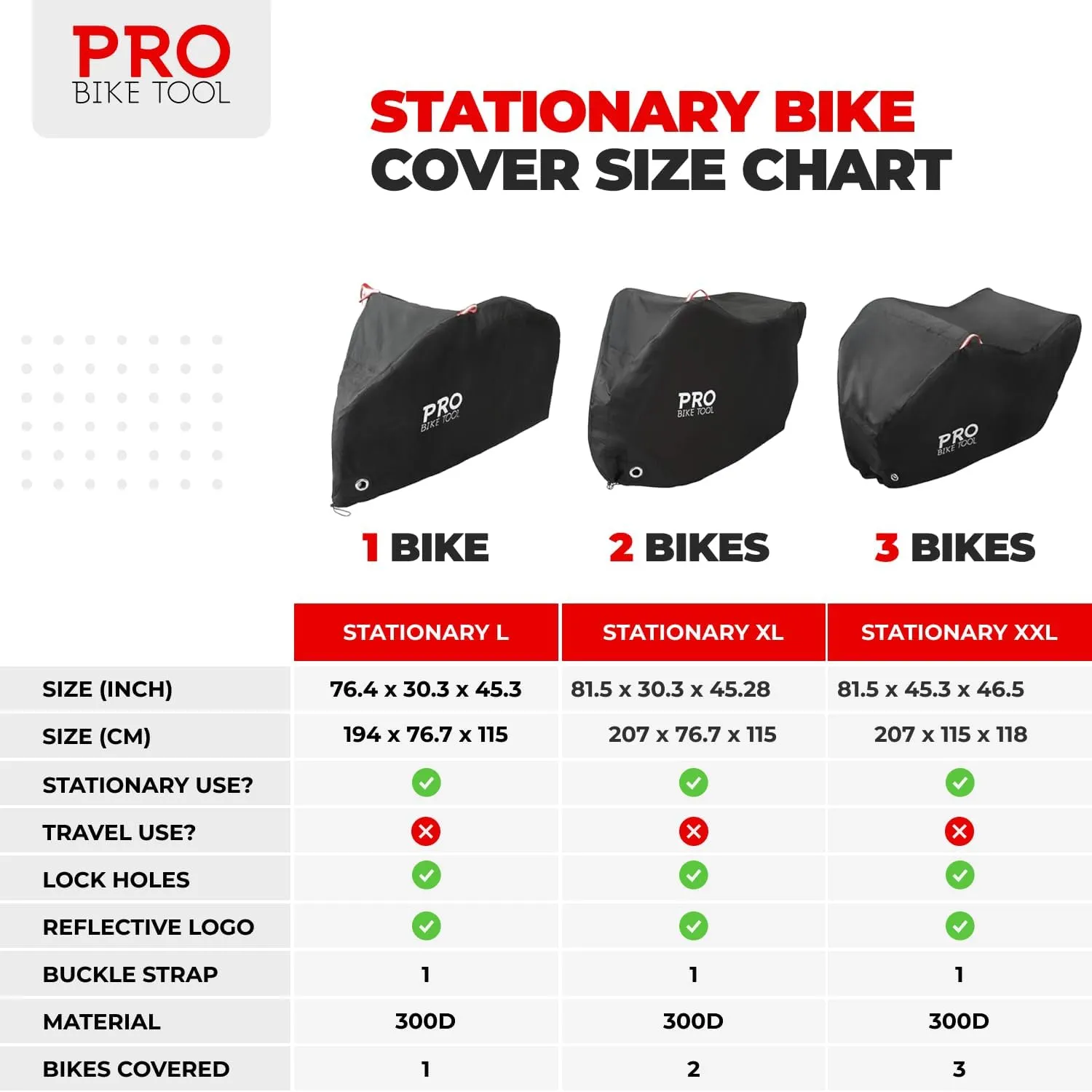 Pro Bike Tool Bike Cover for Outdoor Bike Storage - Stationary L for 1 Bike - Heavy Duty Riptstop Material, Waterproof and Anti-UV - Bicycle Cover Protection for Mountain & Road Bikes, Bike Tent