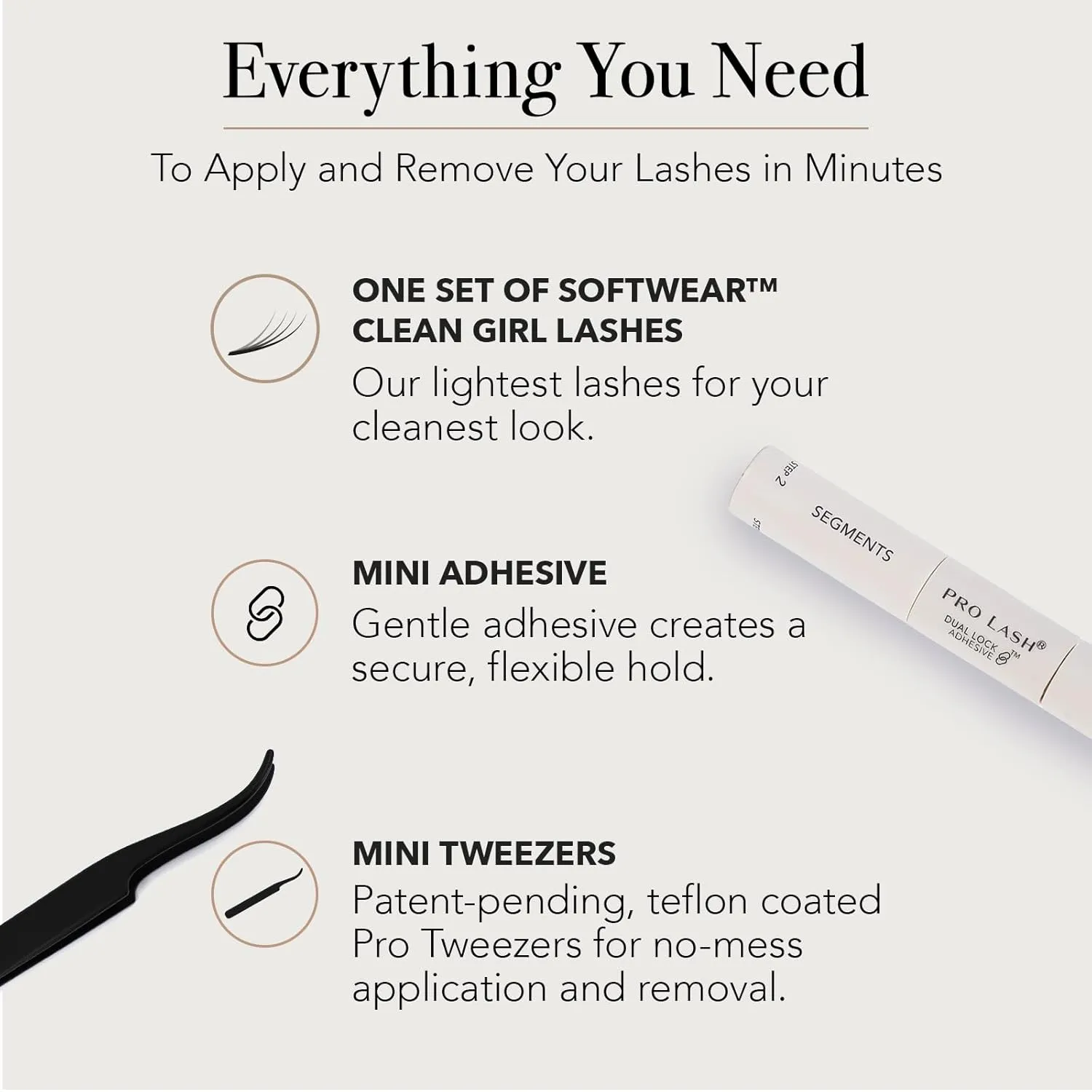 Pro Lash SoftWear Clean Girl Mini Lash Clusters Kit - Natural-Looking, Lightweight Lashes - 7-Day Cluster Eyelash Extensions - False Eyelashes Plus Adhesive and Tweezers - Cat Eye No. 39