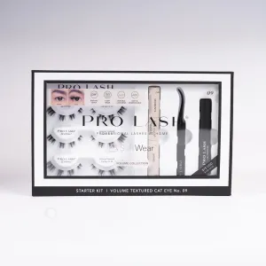 Pro Lash SoftWear Mini Lash Clusters Kit - Seamless, Lightweight Lashes - 7-Day Cluster Eyelash Extensions - False Eyelashes Plus Adhesive and Tweezers - Volume Textured Cat Eye No. 09 Black