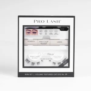 Pro Lash SoftWear Mini Lash Clusters Kit - Seamless, Lightweight Lashes - 7-Day Cluster Eyelash Extensions - False Eyelashes Plus Adhesive and Tweezers - Volume Textured Cat Eye No. 09 Black