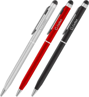 PRO Stylus Pen for Meizu Meizu Pro 6 32GB with Ink, High Accuracy, Extra Sensitive, Compact Form for Touch Screens [3 Pack-Black-Red-Silver]