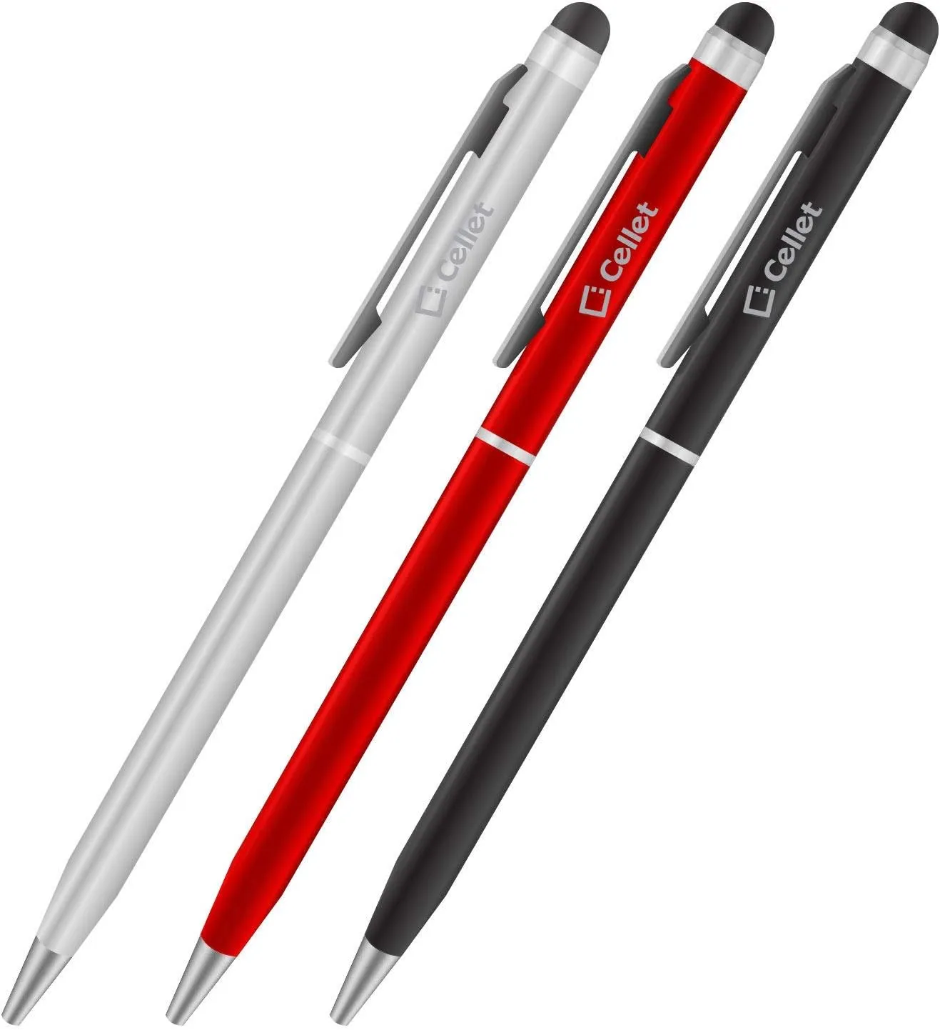 PRO Stylus Pen for Meizu Meizu Pro 6 32GB with Ink, High Accuracy, Extra Sensitive, Compact Form for Touch Screens [3 Pack-Black-Red-Silver]