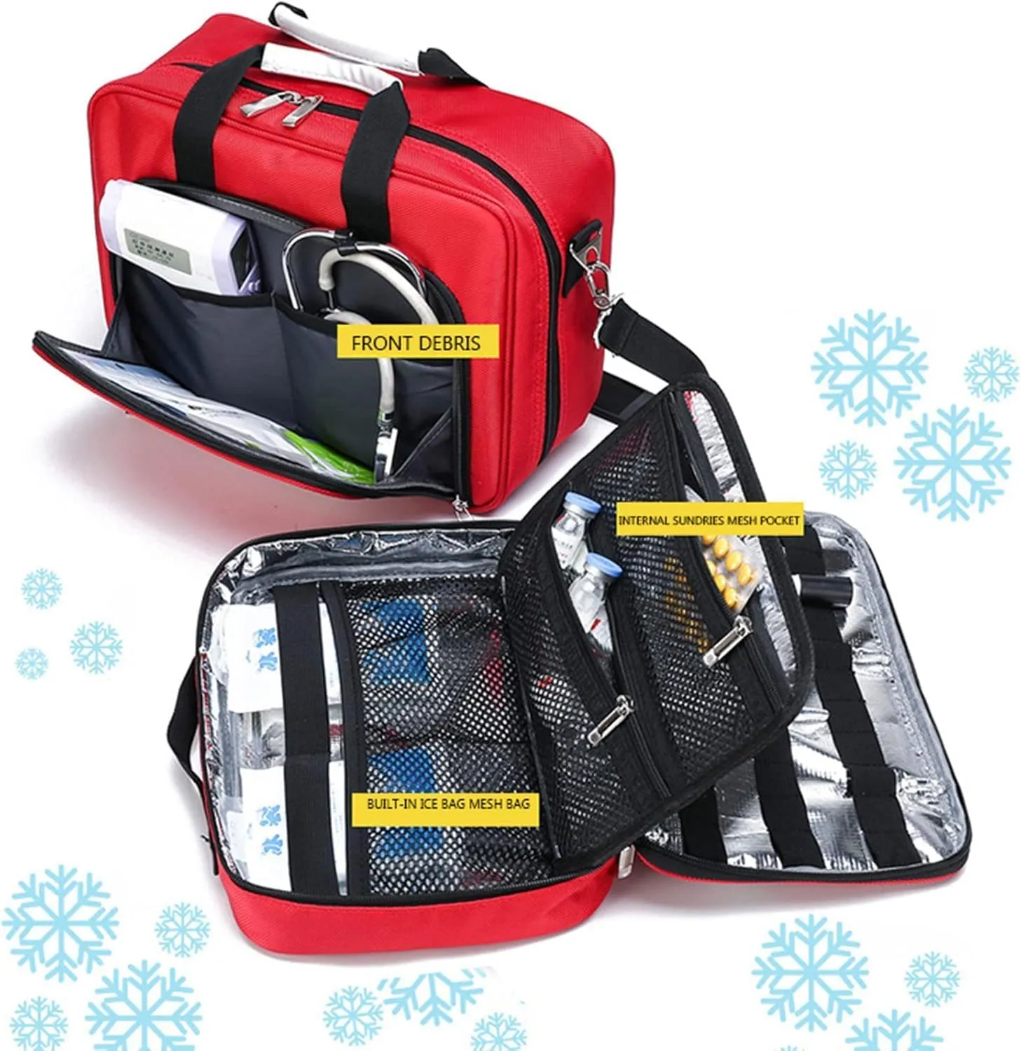 Professional Empty First Responder Bag Emergency Shoulder Bag Empty, Trauma First Aid Kits Storage Bag (Bag Only)(Navy Blue)
