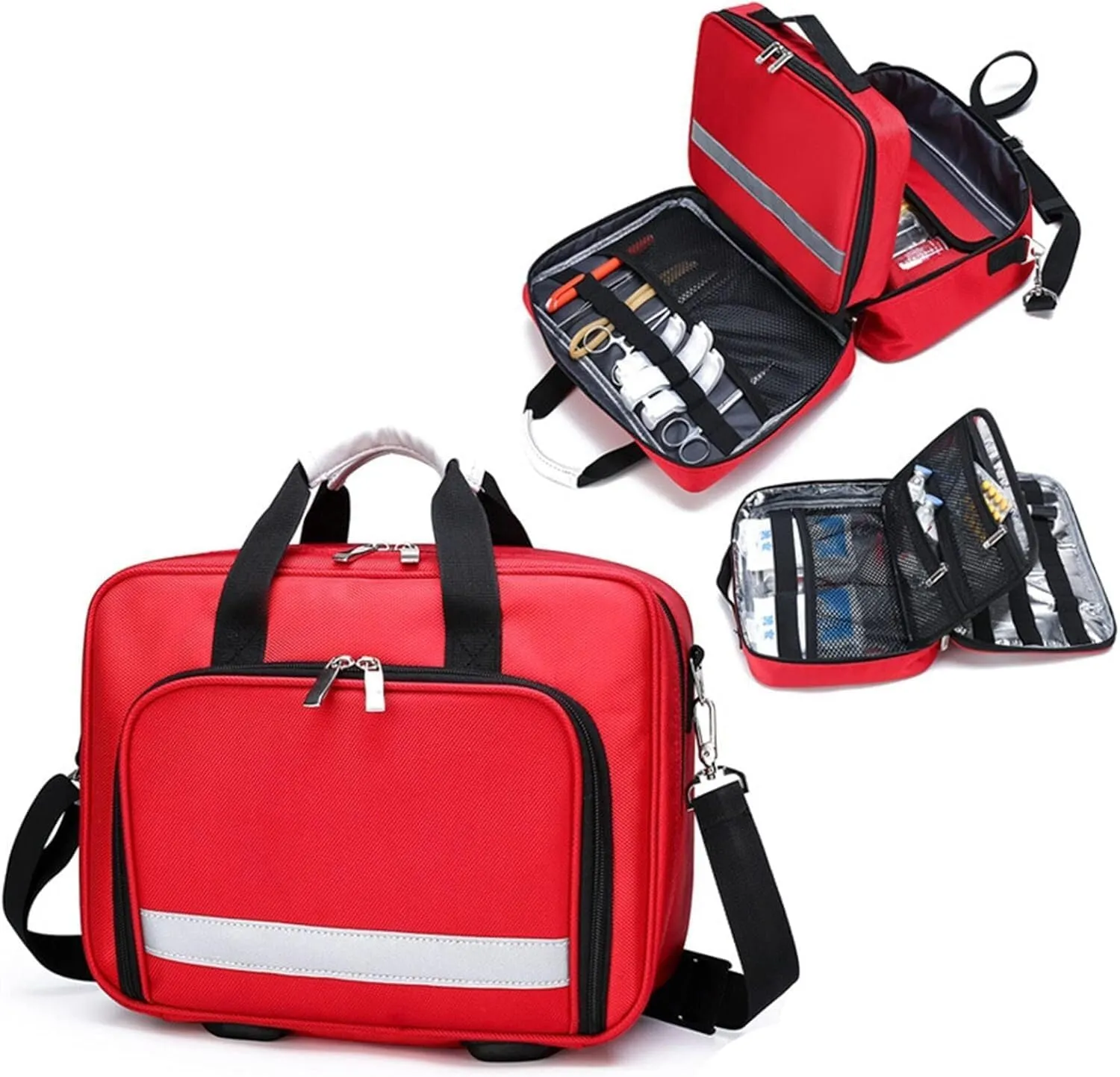 Professional Empty First Responder Bag Emergency Shoulder Bag Empty, Trauma First Aid Kits Storage Bag (Bag Only)(Navy Blue)