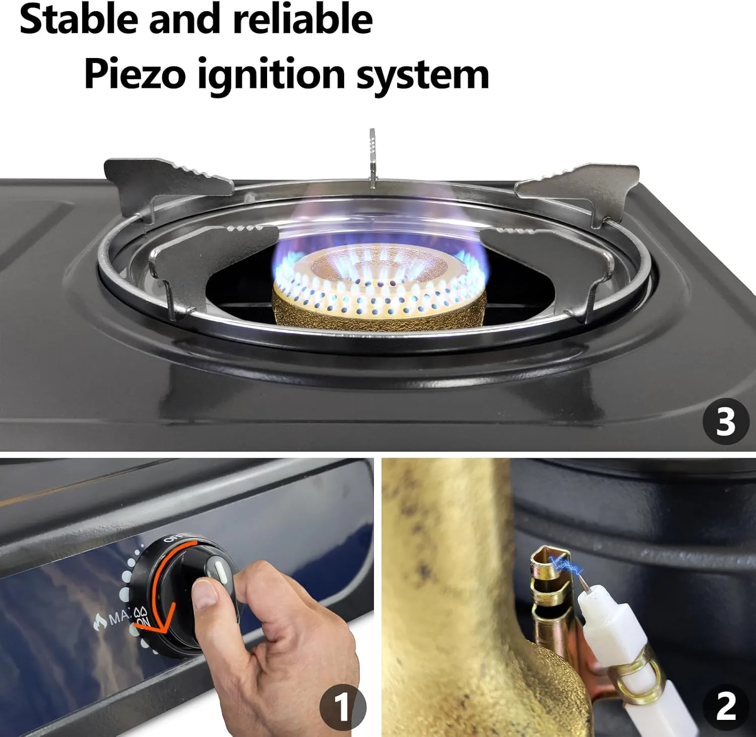 Propane Gas Stove Double Burner, Pulse Ignition LPG Cooktop, 17000 BTU Portable 2 Burner Propane Stove for Outdoor Cooking, camping, tailgating,or Emergencies