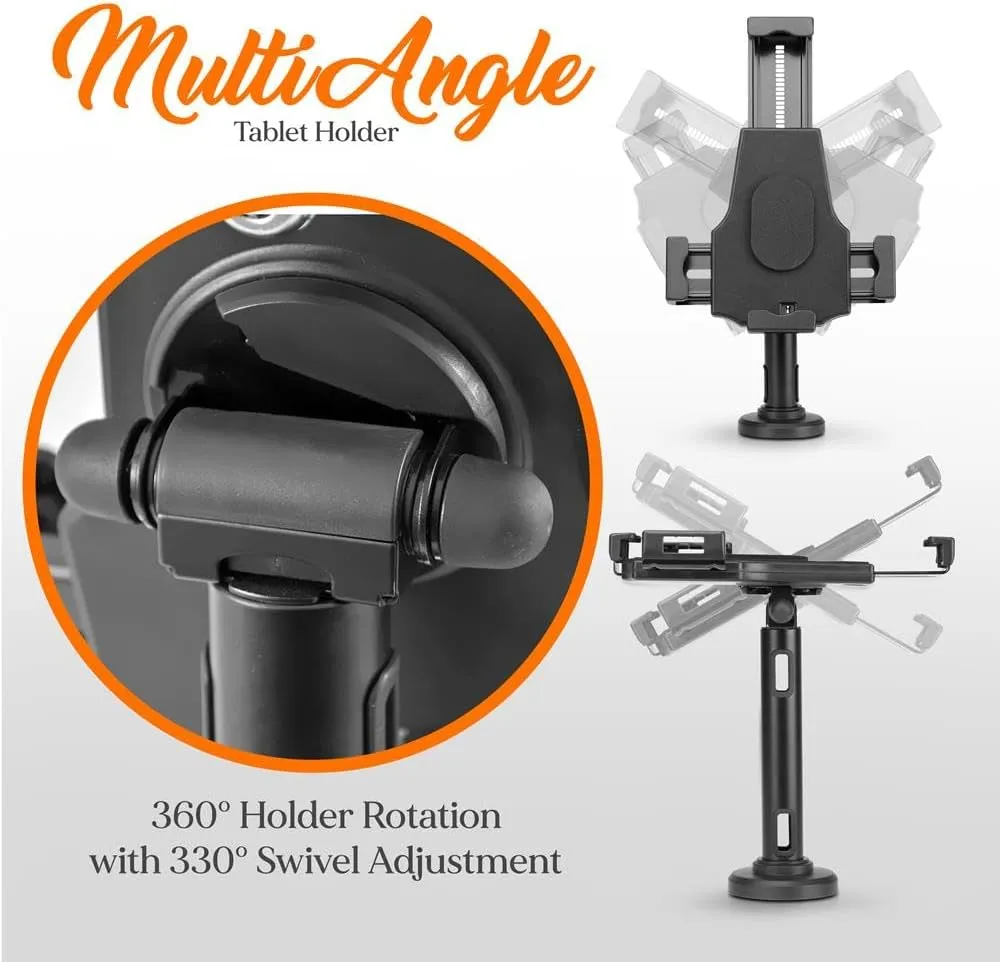 Pyle PSPADLK8 Anti-Theft Tablet Security Stand Kiosk - Table Mount Desktop Tablet Case Holder with Lock, Adjustable Clamp Arm, Internal Cable Routing, for iPad, Kindle, Samsung, Android Tablets