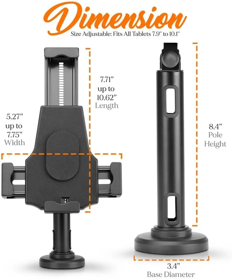 Pyle PSPADLK8 Anti-Theft Tablet Security Stand Kiosk - Table Mount Desktop Tablet Case Holder with Lock, Adjustable Clamp Arm, Internal Cable Routing, for iPad, Kindle, Samsung, Android Tablets