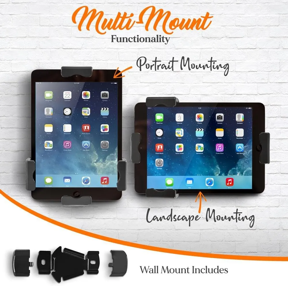 Pyle PSPADLK8 Anti-Theft Tablet Security Stand Kiosk - Table Mount Desktop Tablet Case Holder with Lock, Adjustable Clamp Arm, Internal Cable Routing, for iPad, Kindle, Samsung, Android Tablets