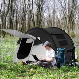 Quick Setup Family Camping Tent with Porch, 110" L x 82" W x 46" H, Waterproof, Welded Floor, Mesh Windows & Carry Bag for Outdoor Events