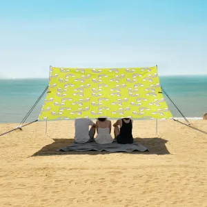 Rainbow Summer Pattern Beach Canopy Tent Anti-UV & Wind Resistant, Camping Sun Shelter Easy Setup Portable,Outdoor Shade Tents with Sandbags,Sand Shovels,Ground Pegs & Stability Poles