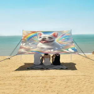 Rainbow Wings Bull Dog Beach Canopy Tent Anti-UV & Wind Resistant, Camping Sun Shelter Easy Setup Portable,Outdoor Shade Tents with Sandbags,Sand Shovels,Ground Pegs & Stability Poles