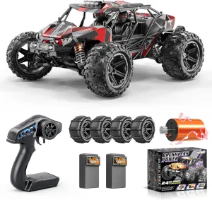 RC Cars 1/14 Brushless RC Car for Adults&Boys, Full Roll-Cage Frame, 4WD Fast Max 42mph, Remote Control RC Trucks for Adults with Two 2S LiPo Batteries and Two Sets of Tires, Compatible with 3S LiPo