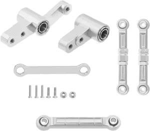 Rc Connecting Rod Tie Rod for Hyper GO for MJX 14209 14210 H14BM 1/14 14434B 14430C Metal Steering Link Steering Set RC Car Parts and Accessories Replacement Use(Silver)