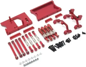 Rc Connecting Rod Tie Rod for MN 45K MND90 D9199S 1/12 Aluminum for Chassis Pull Rods Servo Fixed Mount Bracket Crawler for Buggy Trucks Car Parts Replacement Use(Red)