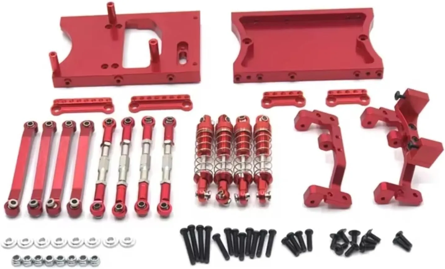 Rc Connecting Rod Tie Rod for MN 45K MND90 D9199S 1/12 Aluminum for Chassis Pull Rods Servo Fixed Mount Bracket Crawler for Buggy Trucks Car Parts Replacement Use(Red)