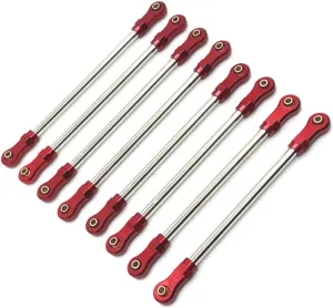 Rc Connecting Rod Tie Rod for Yikong YK4106 YK4107 1/10 8pcs Metal Pull Rod Link Rod Linkage RC Car Tracked Vehicles Parts and Accessories Upgrades Replacement Use(Red)