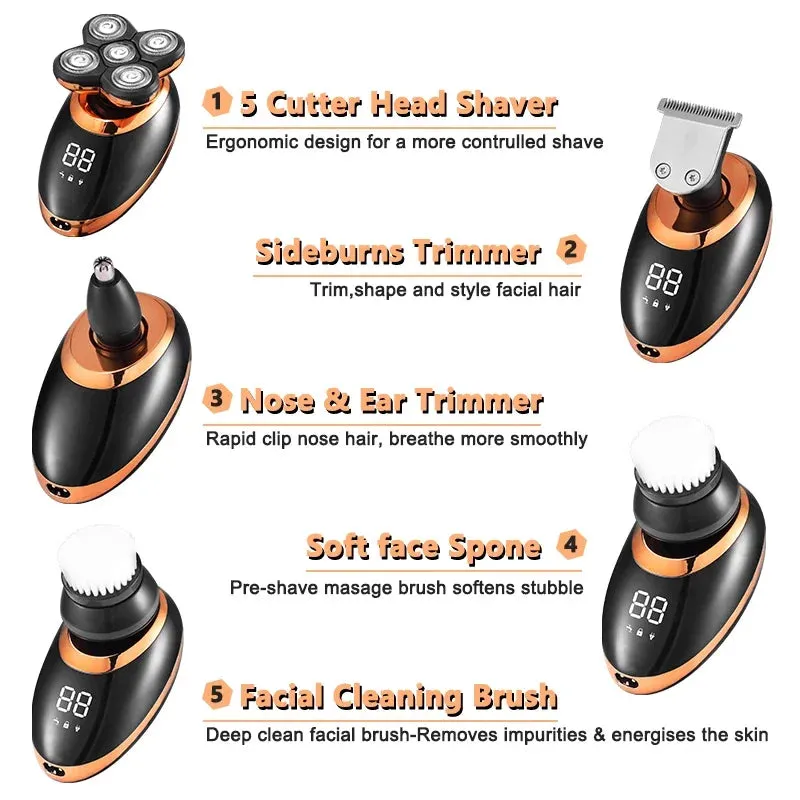 Rechargeable Waterproof Electric Shaver - LCD Display Grooming Kit