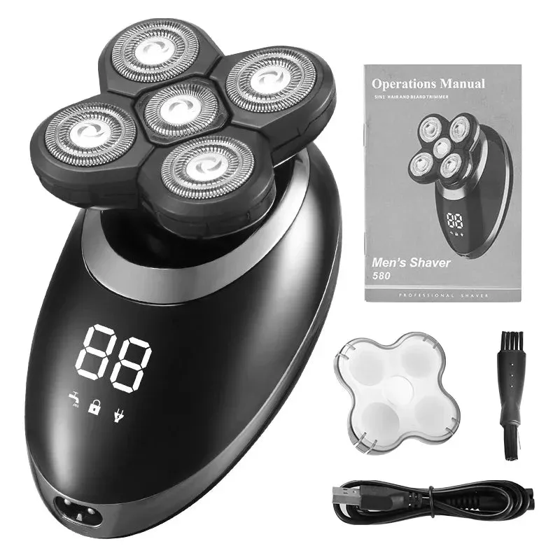 Rechargeable Waterproof Electric Shaver - LCD Display Grooming Kit