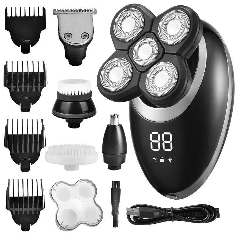 Rechargeable Waterproof Electric Shaver - LCD Display Grooming Kit