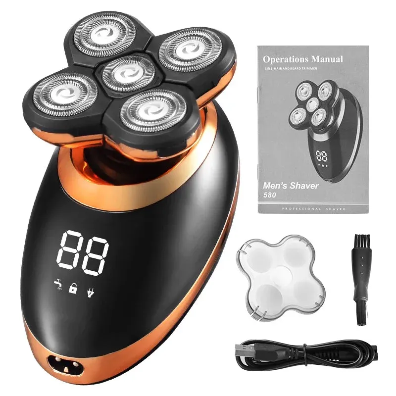 Rechargeable Waterproof Electric Shaver - LCD Display Grooming Kit
