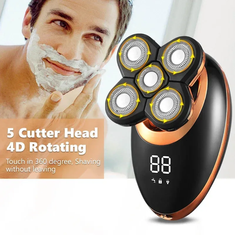Rechargeable Waterproof Electric Shaver - LCD Display Grooming Kit