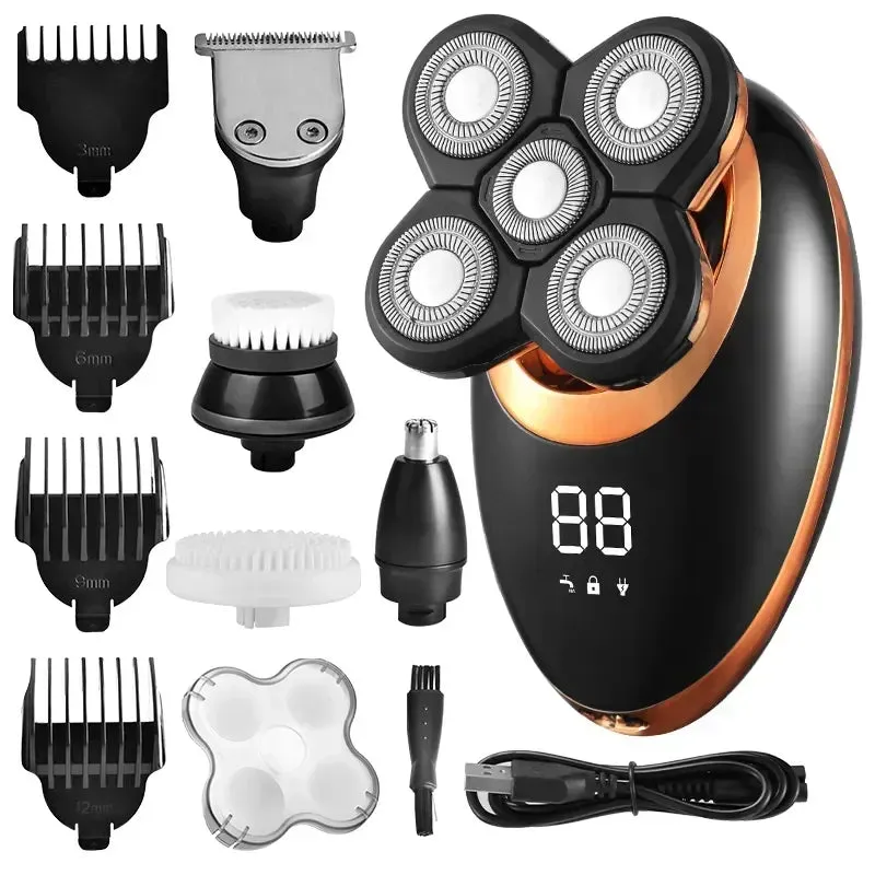 Rechargeable Waterproof Electric Shaver - LCD Display Grooming Kit
