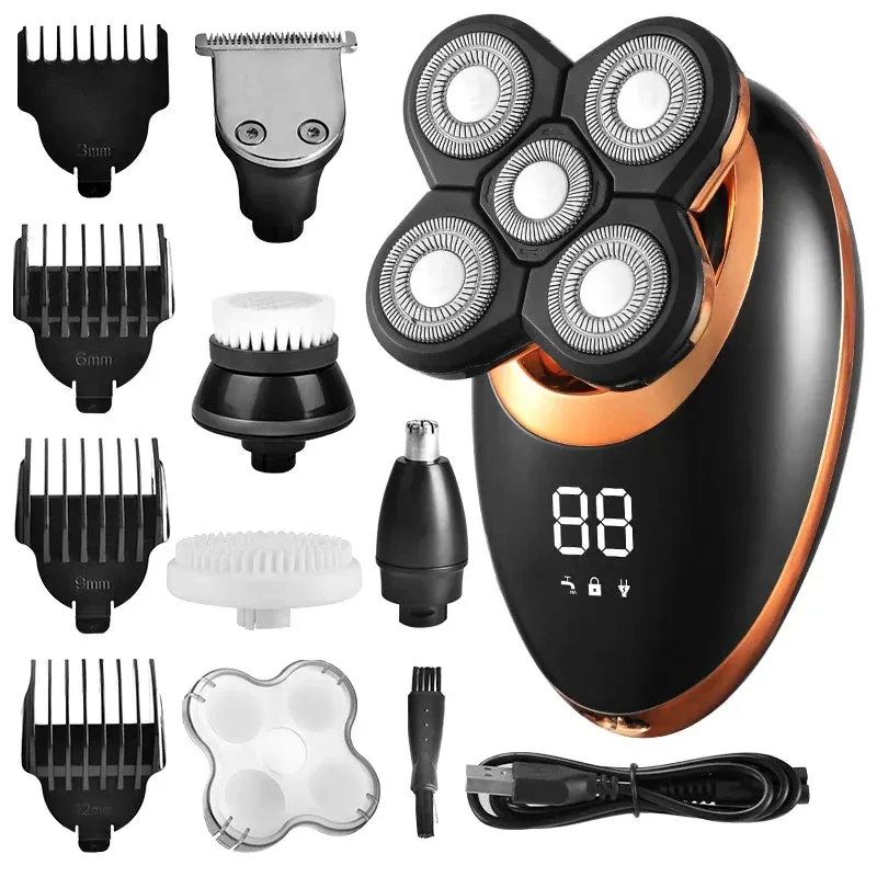 Rechargeable Waterproof Electric Shaver - LCD Display Grooming Kit