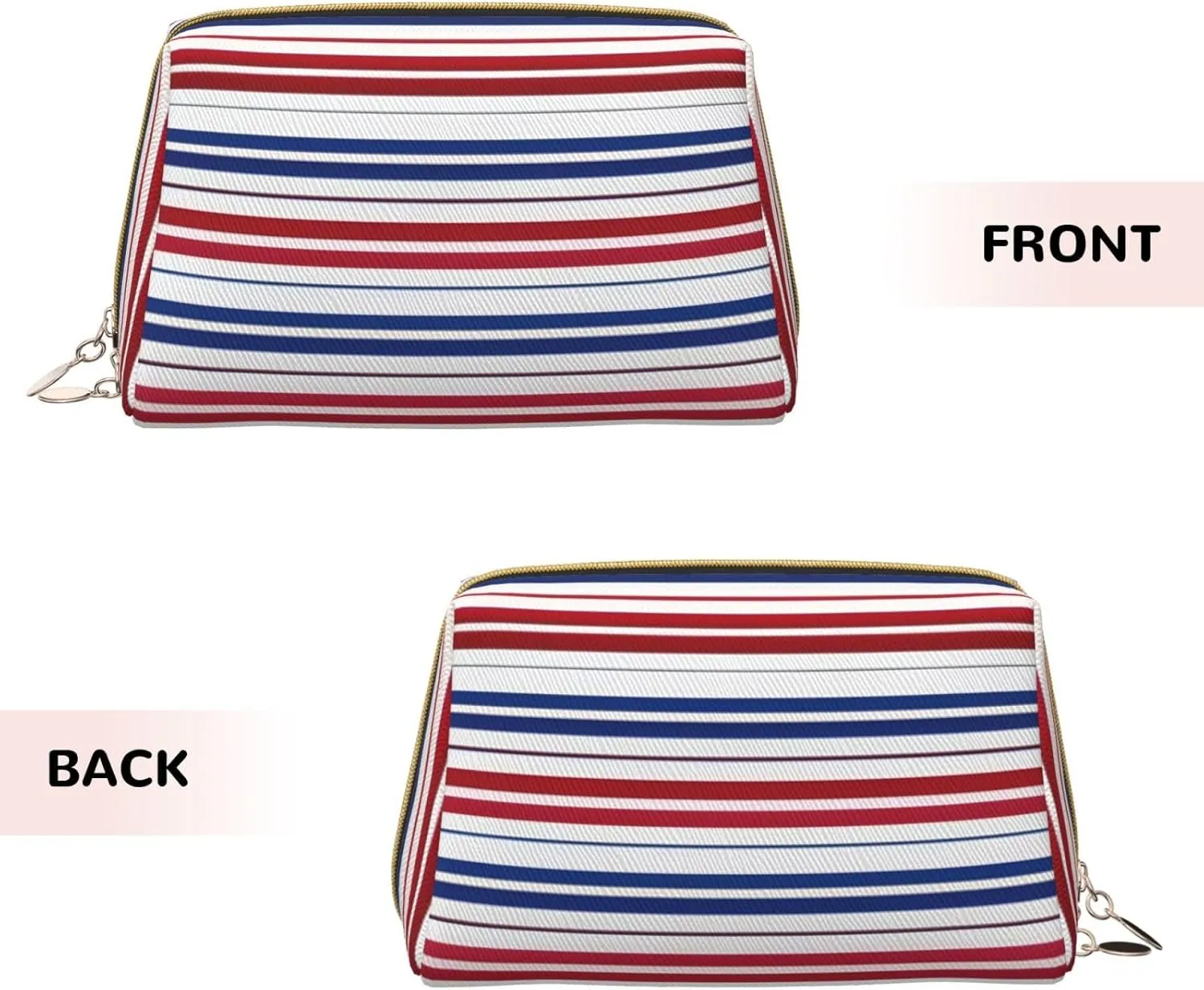 Red Blue White Stripes Toiletry Pouch, Travel-Friendly Makeup Organizer For Makeup Brushes, Lipsticks