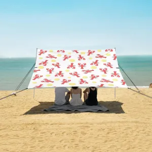 Red Lobster and Lemon Beach Camping Tent Sun Shelter for Whole Family, Beach Shade Canopy with UPF50  UV Protection,Easy Set Up and Carry,Outdoor Shade for Trips, Fishing, Backyard Fun Picnics
