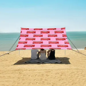 Red London Bus Pattern Beach Camping Tent Sun Shelter for Whole Family, Beach Shade Canopy with UPF50  UV Protection,Easy Set Up and Carry,Outdoor Shade for Trips, Fishing, Backyard Fun Picnics