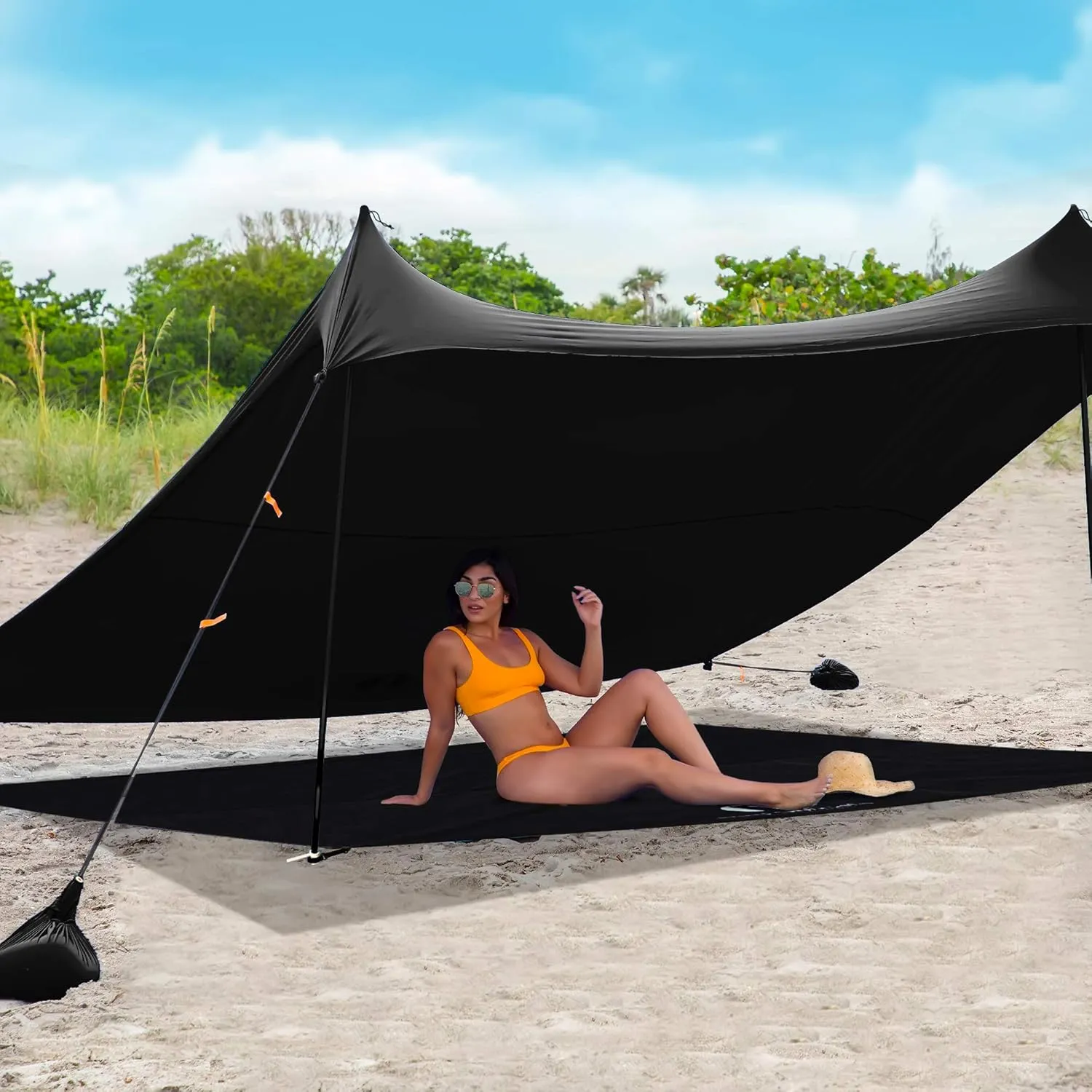 Red Suricata Sand Free Beach Mat – Large Sandproof Beach Blanket, Sandless, Waterproof – Fits and Matches Beach Canopy - Oversized Sand Proof Beach Mats for Outdoor, Picnic, Camping (Large, Black)