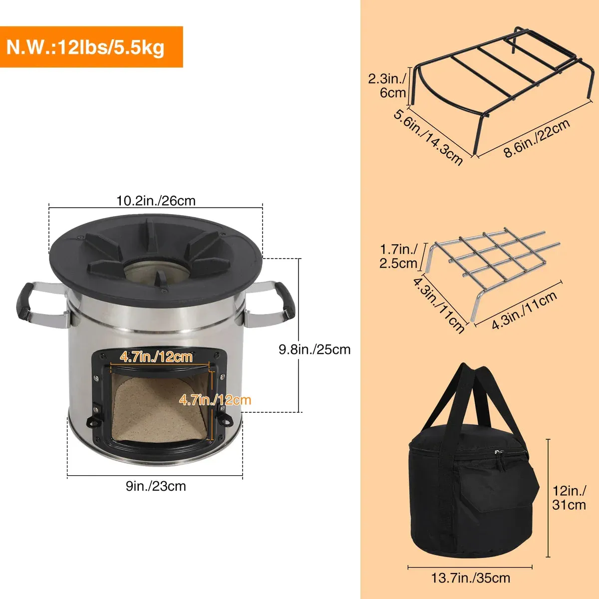 Redcamp Portable Rocket Stove for Camping from Redcamp