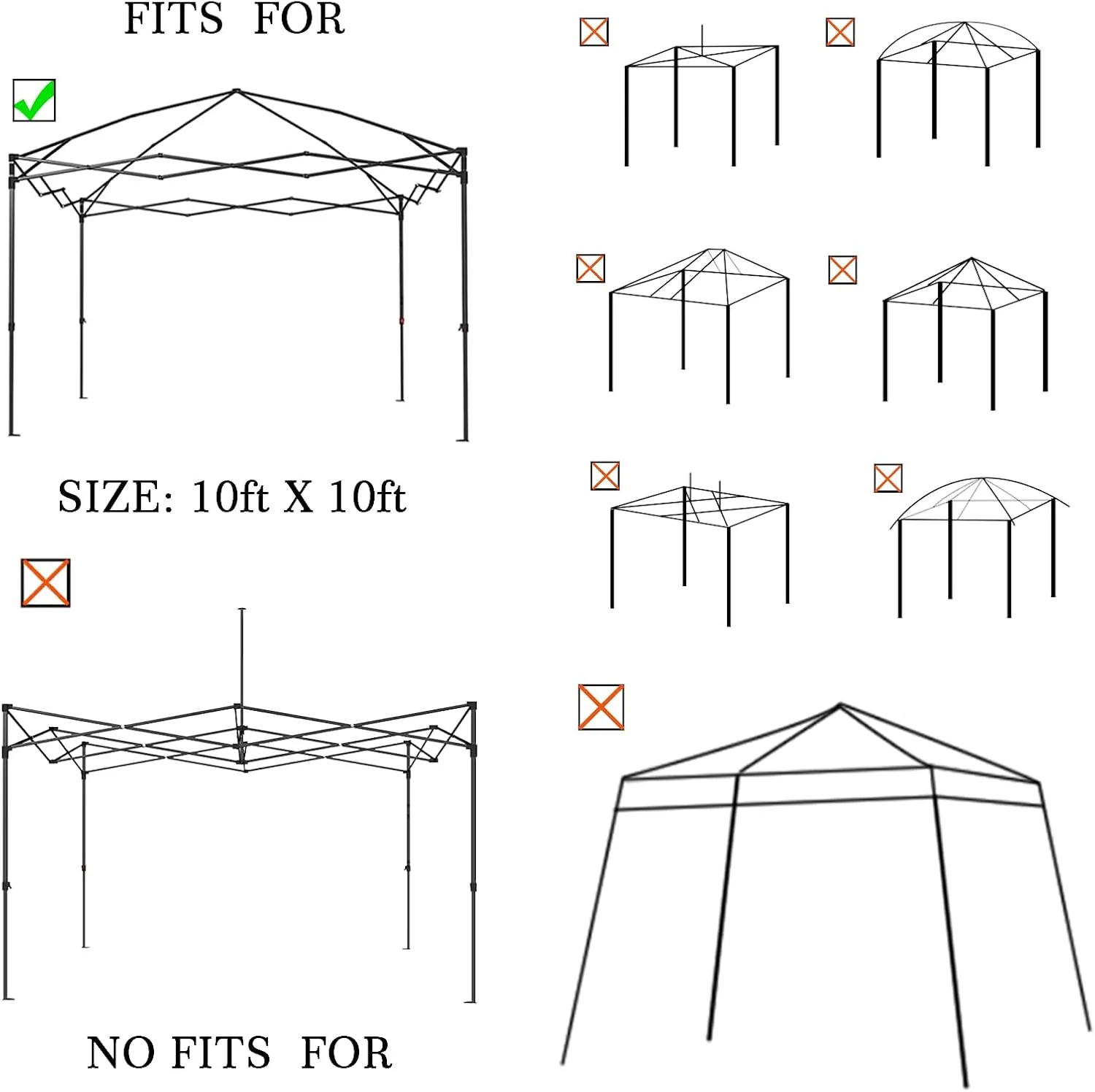 Replacement Canopy Top, 8' x 8' Pop-Up Cover for Canopy Straight Leg Tent Cover for Outdoor Garden Patio Camping Sun Shade (1pc Top Cloth Only) White