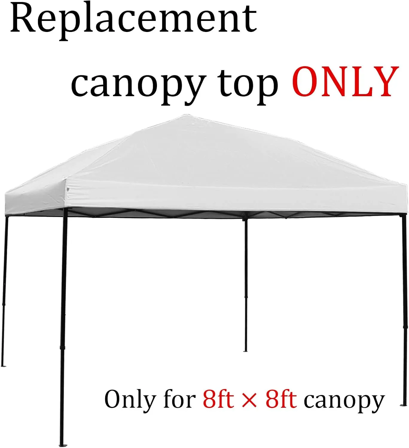 Replacement Canopy Top, 8' x 8' Pop-Up Cover for Canopy Straight Leg Tent Cover for Outdoor Garden Patio Camping Sun Shade (1pc Top Cloth Only) White