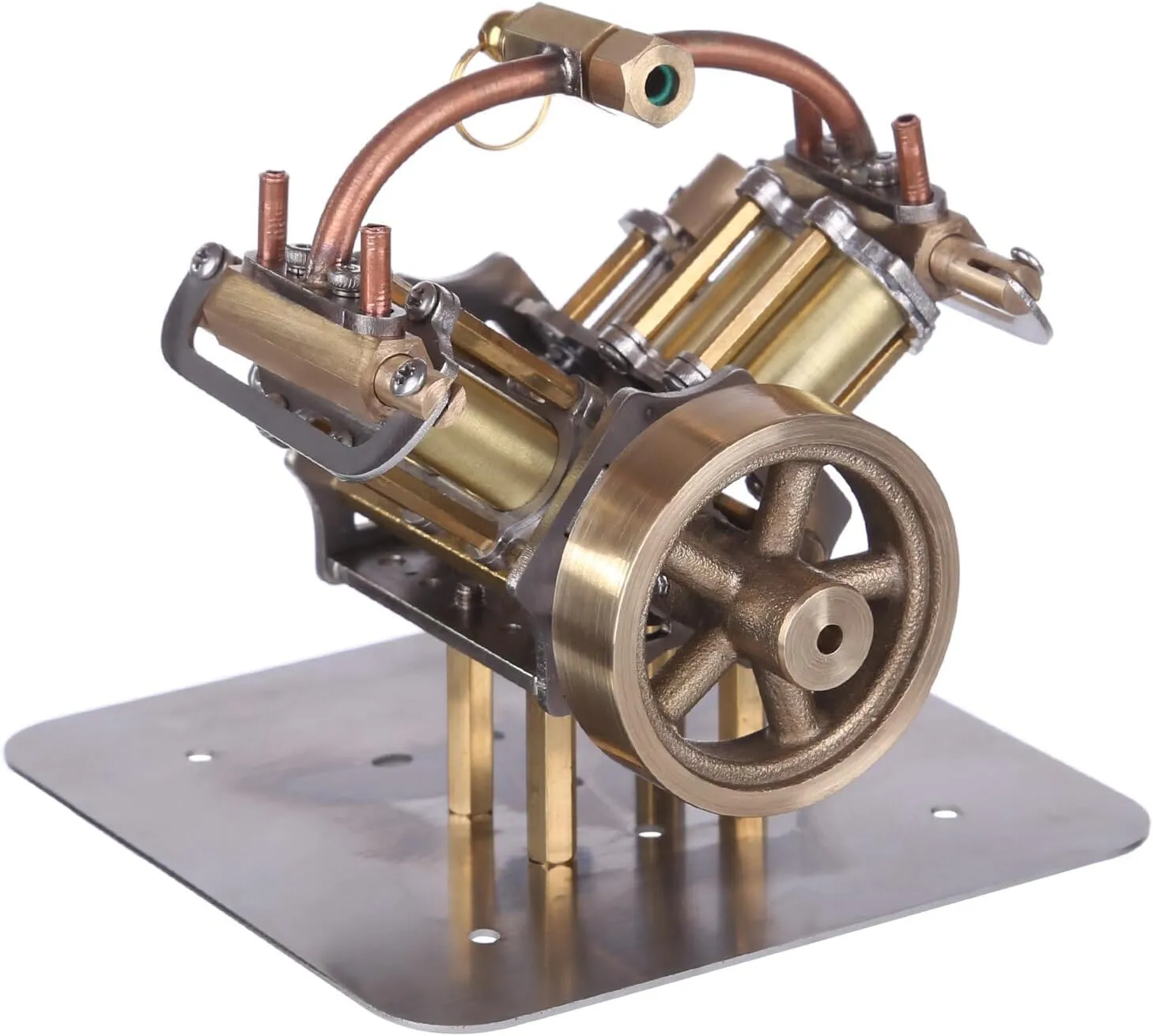 Retrol Steam Engine Model Kits, Mini V4 4-Cylinder Steam Engine Model Without Boiler for Boats/Cars, STEM Learning Desktop Display Kit