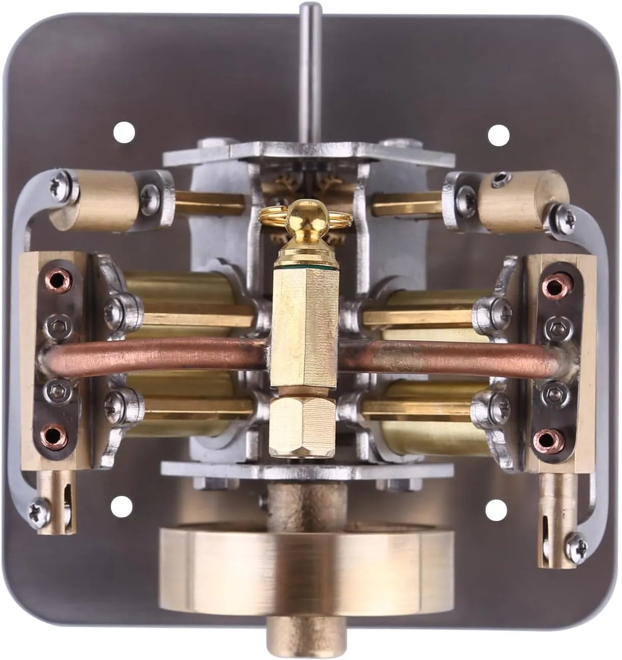 Retrol Steam Engine Model Kits, Mini V4 4-Cylinder Steam Engine Model Without Boiler for Boats/Cars, STEM Learning Desktop Display Kit