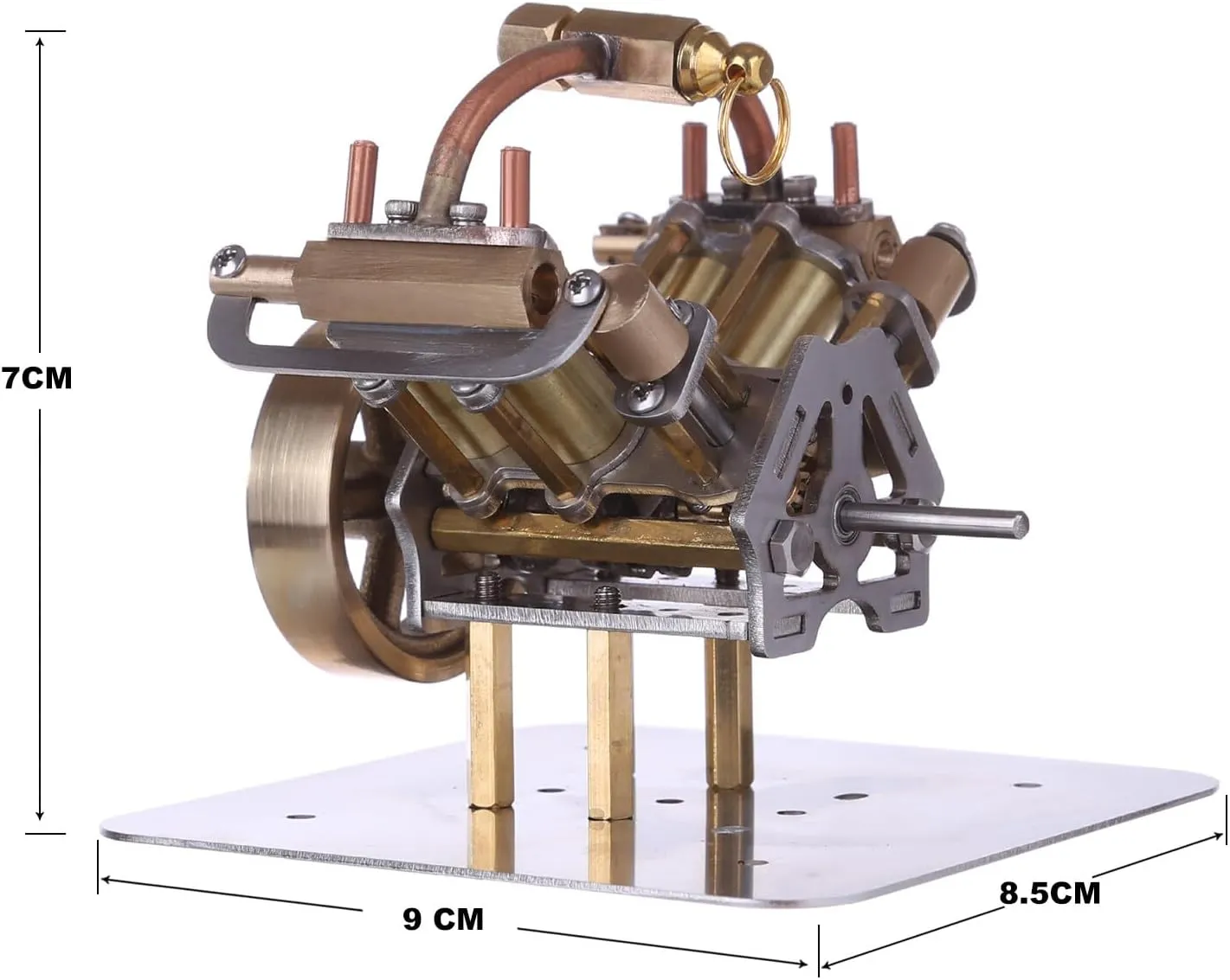 Retrol Steam Engine Model Kits, Mini V4 4-Cylinder Steam Engine Model Without Boiler for Boats/Cars, STEM Learning Desktop Display Kit
