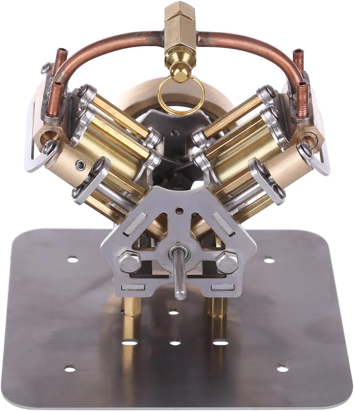 Retrol Steam Engine Model Kits, Mini V4 4-Cylinder Steam Engine Model Without Boiler for Boats/Cars, STEM Learning Desktop Display Kit