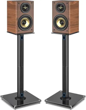 Rfiver Upgraded 45° Swivel Speaker Stands Pair for Surround Sound, Heavy Duty 28 Inch Bookshelf Speaker Stand Each Holds 22lbs Large Speaker, Floor Speaker Stand Built-in Cable Management, 1 Pair